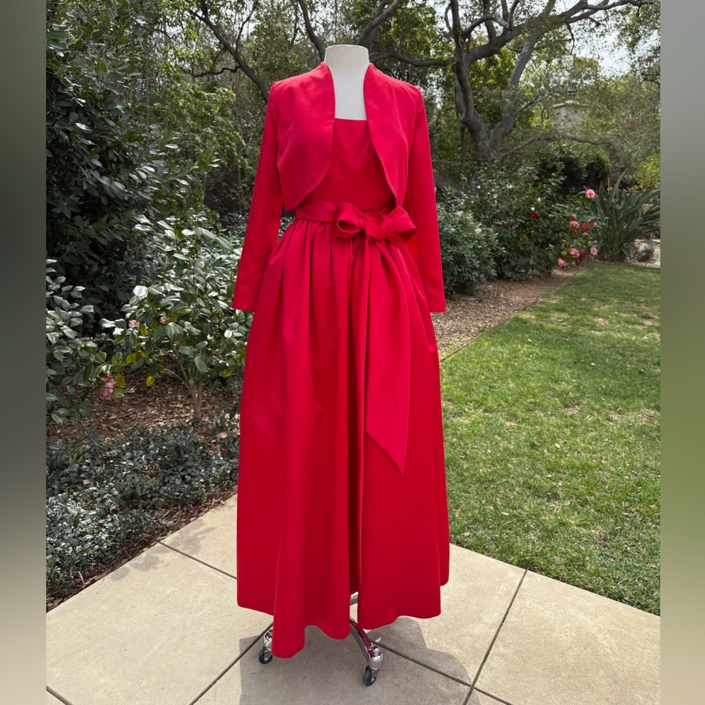 Vintage Red Maxi Dress with Matching Jacket
